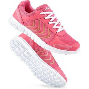 Women's Running Shoes Rose Red Slip On Mesh Sneakers Lightweight Walking Work
